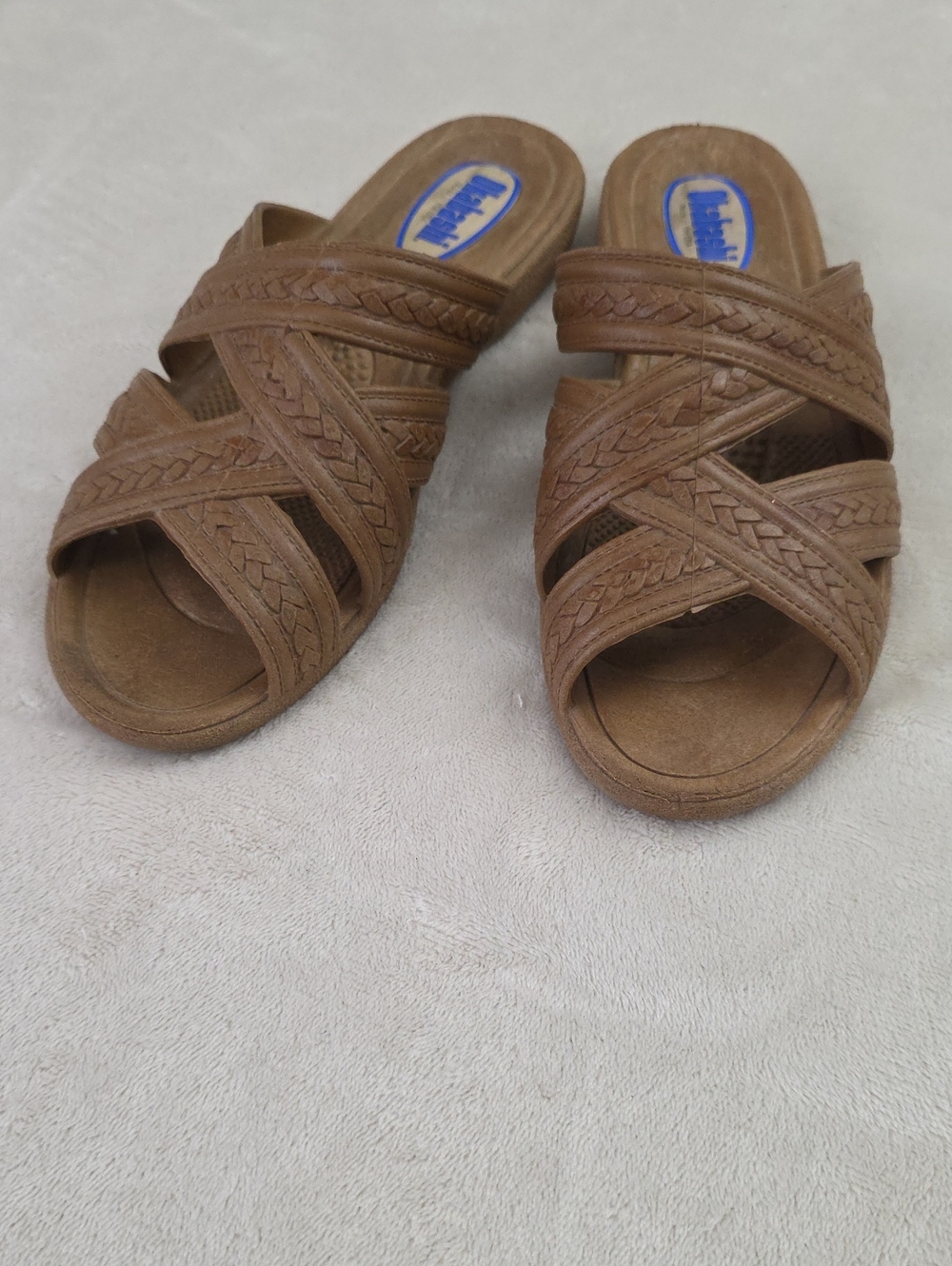 Okabashi Brown Criss Cross Comfort Slide Sandals Made in USA Women's M/L - Picture 3 of 5